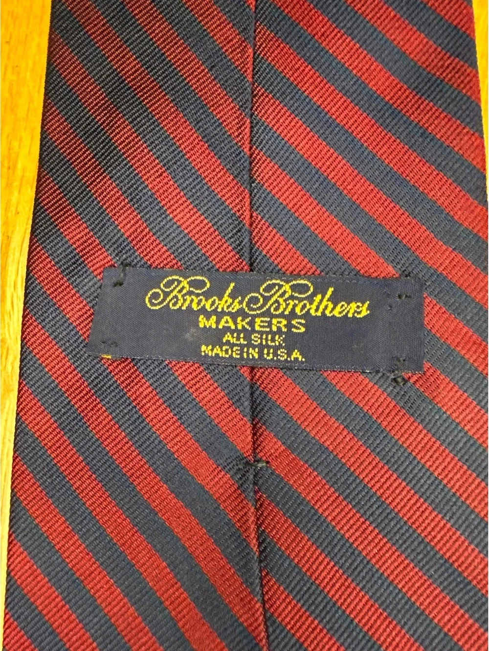 Vintage Brooks Brothers Makers All Silk Tie USA Navy Burgundy Stripe 3.5”